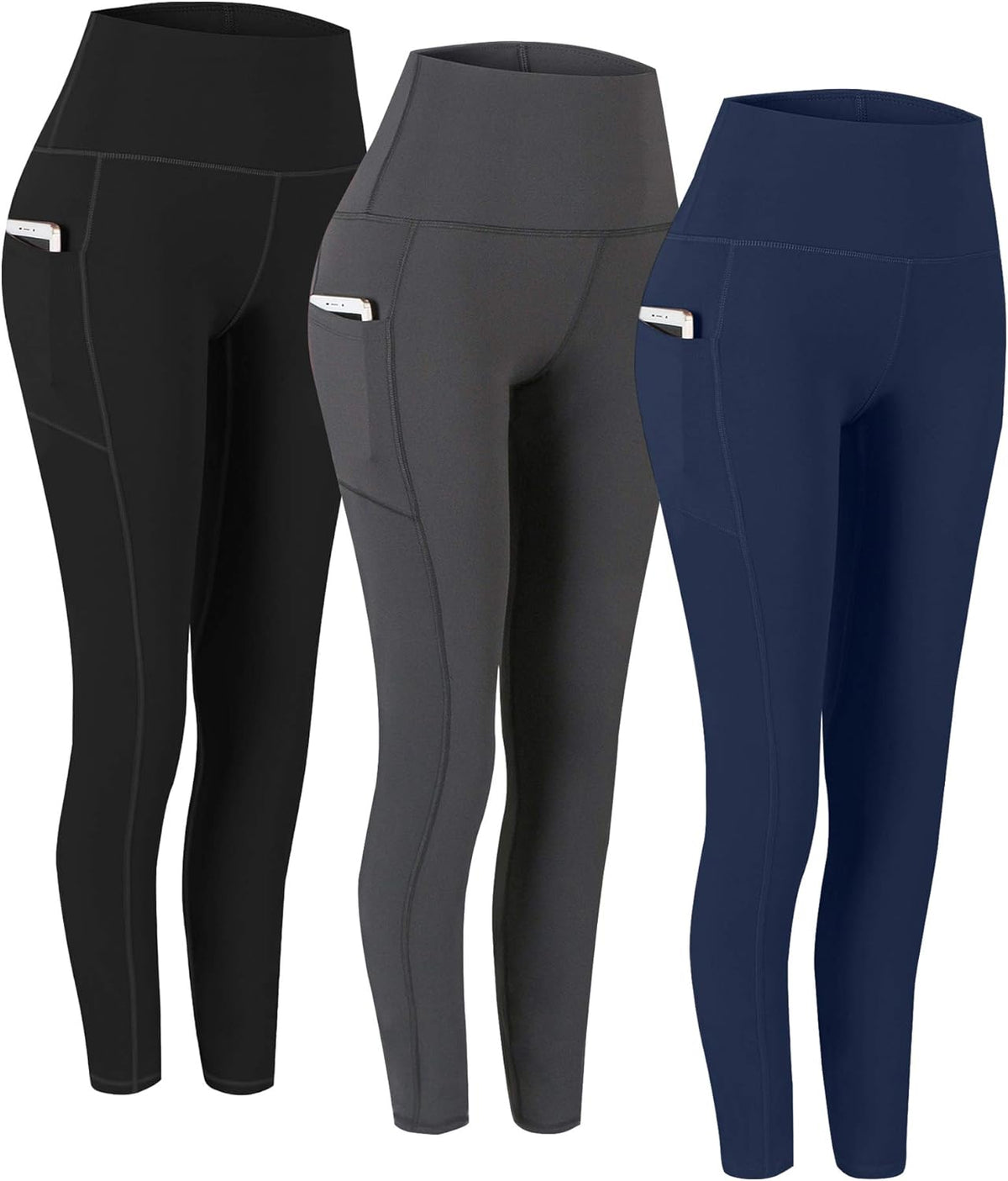 2 Pack High Waist Yoga Pants with Pockets Workout Leggings Women
