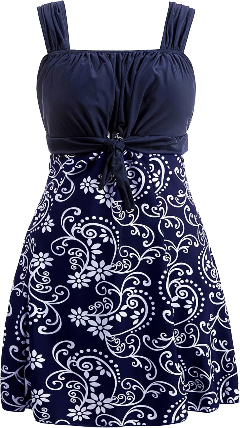 Women'S plus Size Swim Dress Tummy Control Swimsuit Bathing Suit
