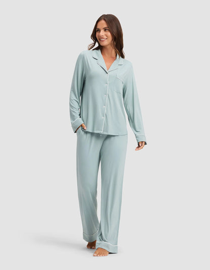Women'S Bamboo Stretch-Knit Long Sleeve Pajama Set