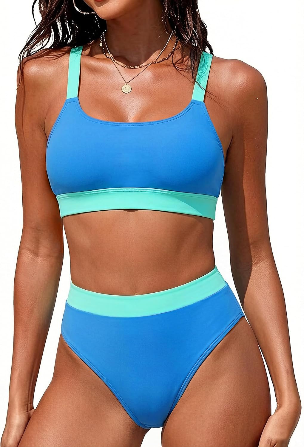 Women High Waisted Bikini Sets Two Piece Sporty Swimsuit Modest