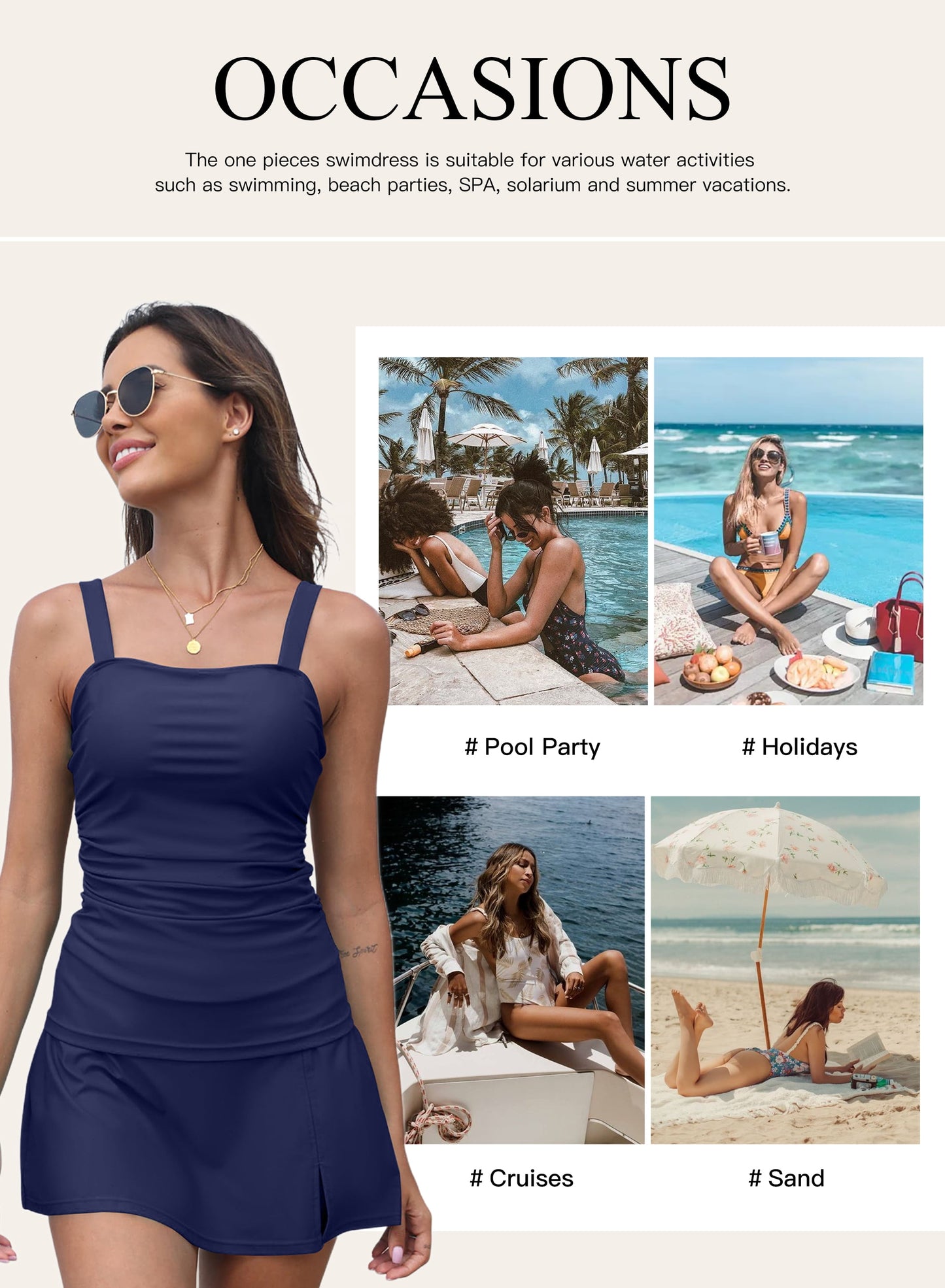 Tankini Swimsuits for Women Tankini Bathing Suit 2 Piece Tummy Control Ruched Tankini Top with Swim Skirt Swimwear Black M