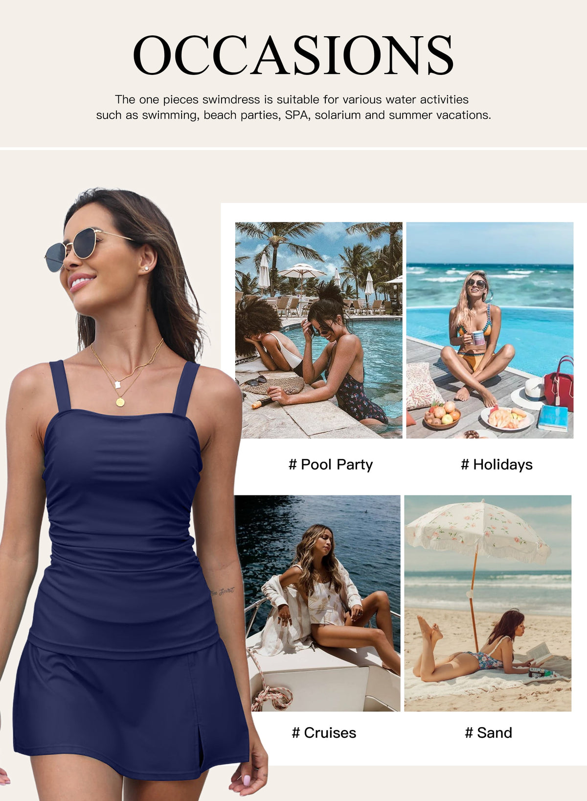 Tankini Swimsuits for Women Tankini Bathing Suit 2 Piece Tummy Control Ruched Tankini Top with Swim Skirt Swimwear Black M