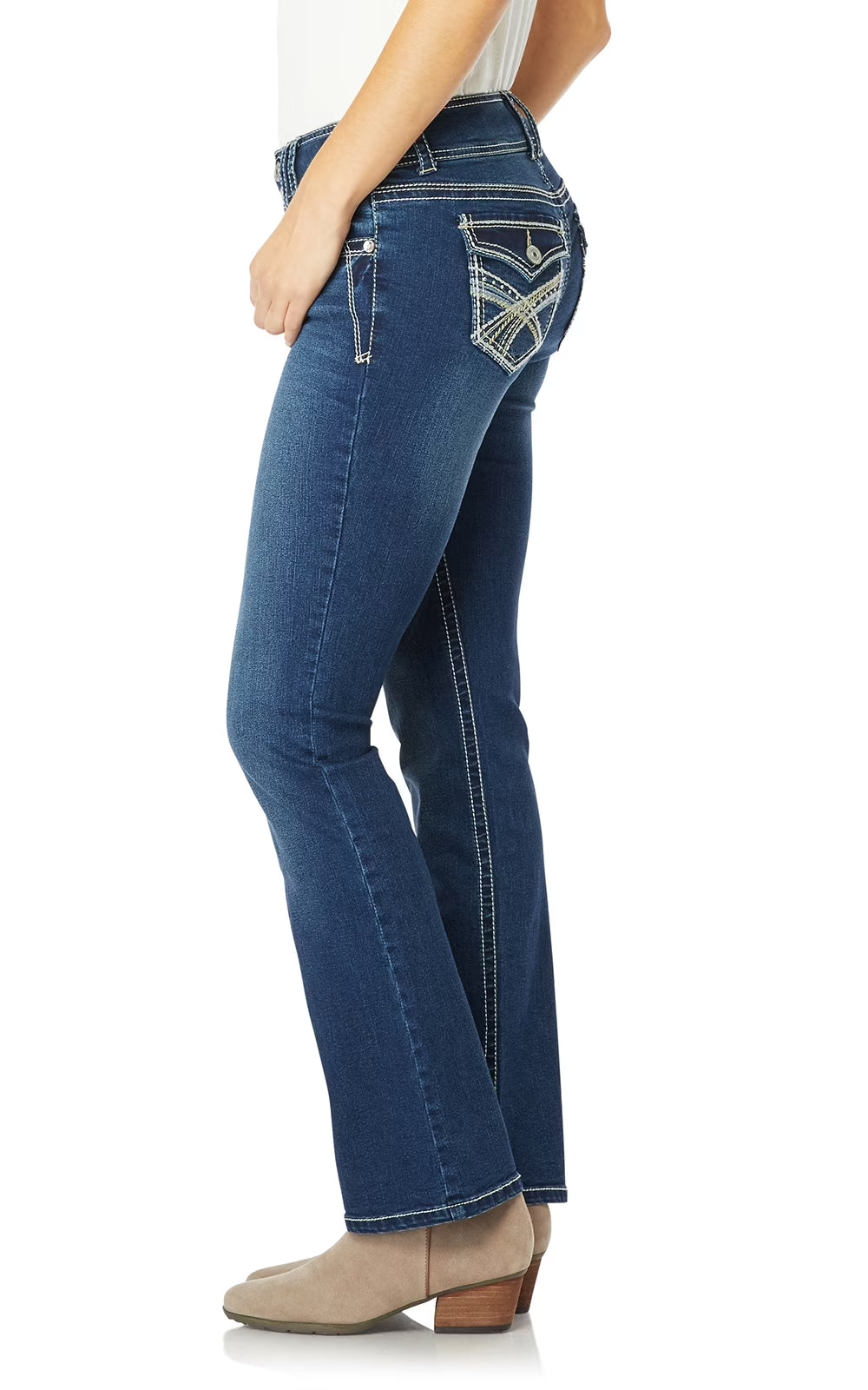 Women'S Luscious Curvy Bootcut Mid-Rise Insta Stretch Juniors Jeans (Standard and Plus)