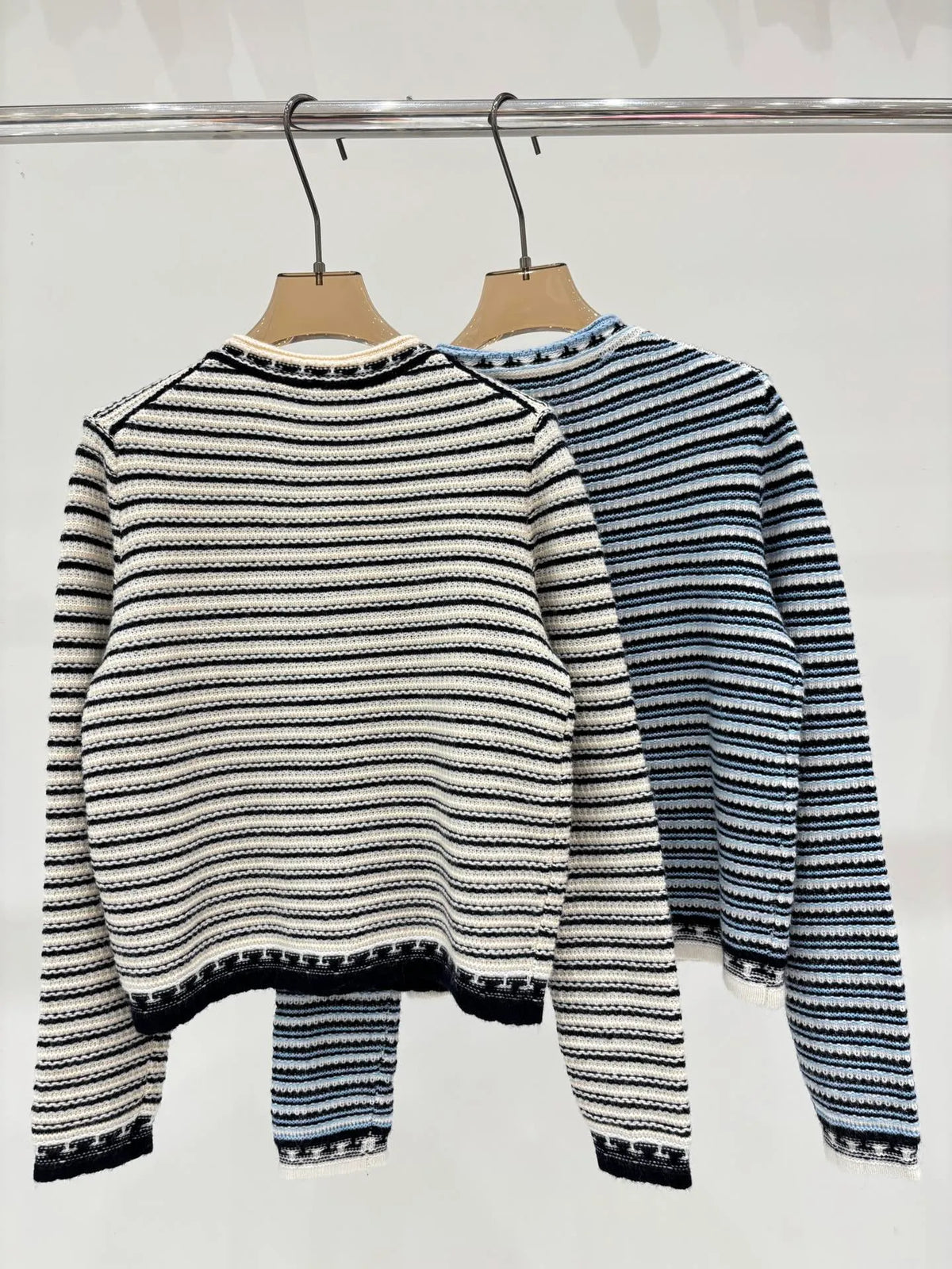 1111 2025 Runway Autumn Brand Same Style Sweater Long Sleeve Black White Slash Neck Pullover Fashion Clothes High Quality Womens Fe