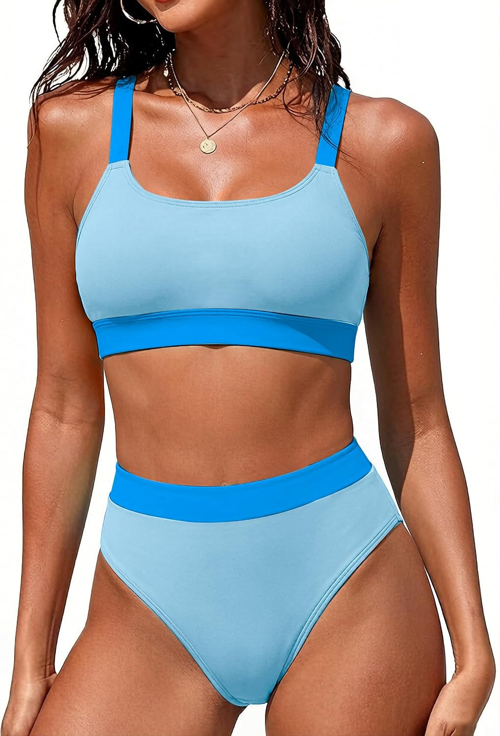 Women High Waisted Bikini Sets Two Piece Sporty Swimsuit Modest