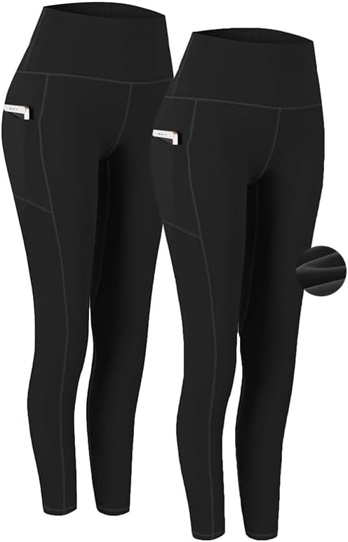 2 Pack High Waist Yoga Pants with Pockets Workout Leggings Women