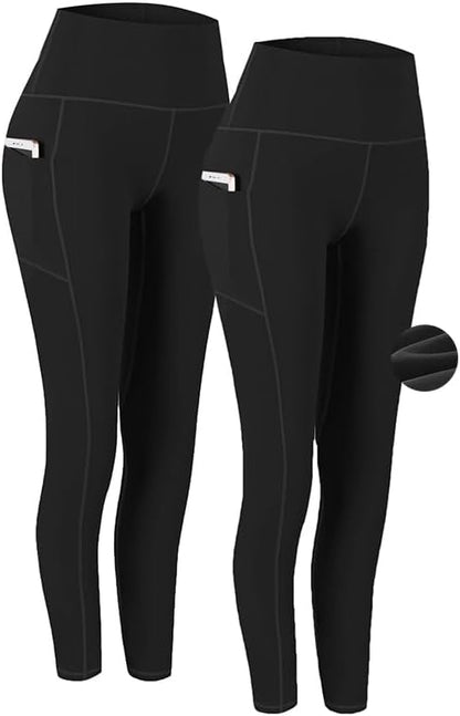 2 Pack High Waist Yoga Pants with Pockets Workout Leggings Women
