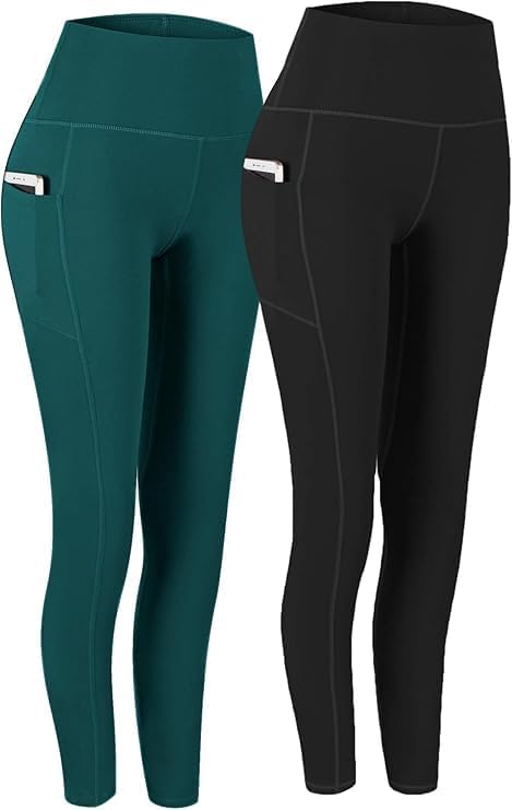 2 Pack High Waist Yoga Pants with Pockets Workout Leggings Women