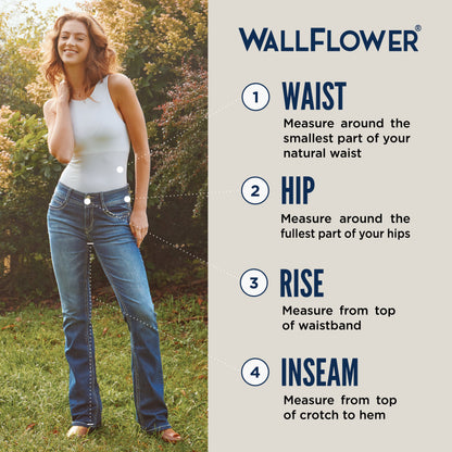 Women'S Luscious Curvy Bootcut Mid-Rise Insta Stretch Juniors Jeans (Standard and Plus)
