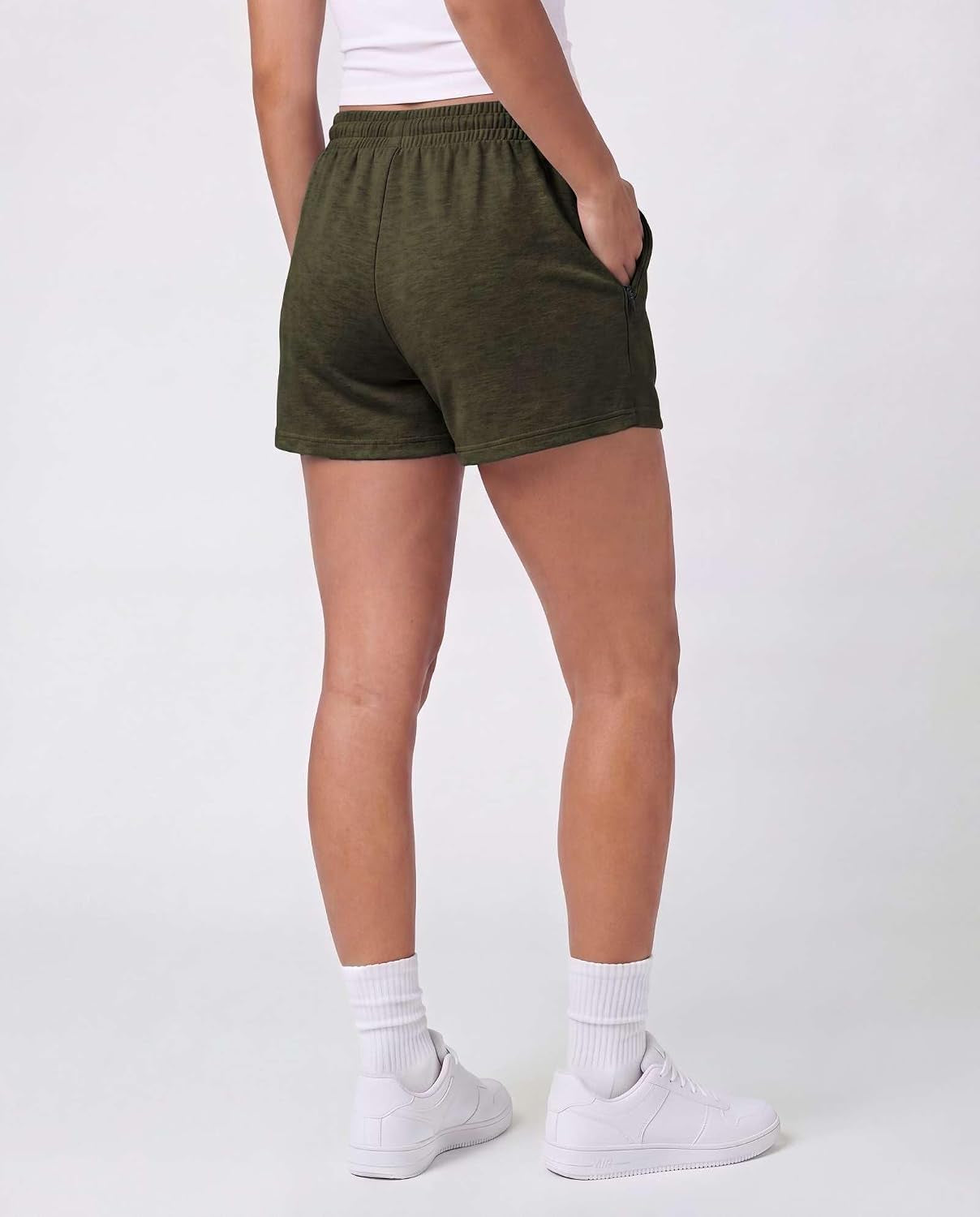 4 Pack Women'S Dry Fit Zipper Pockets Shorts Athletic Running High Waisted