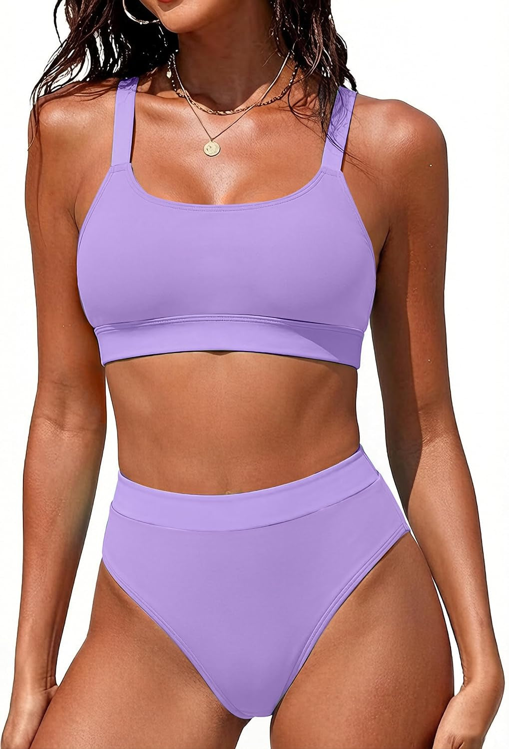 Women High Waisted Bikini Sets Two Piece Sporty Swimsuit Modest