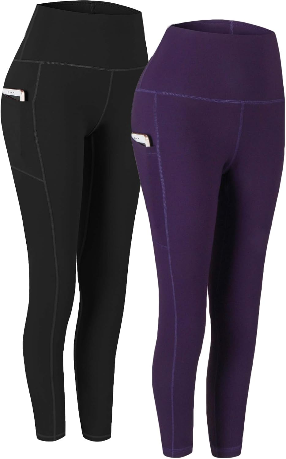 2 Pack High Waist Yoga Pants with Pockets Workout Leggings Women