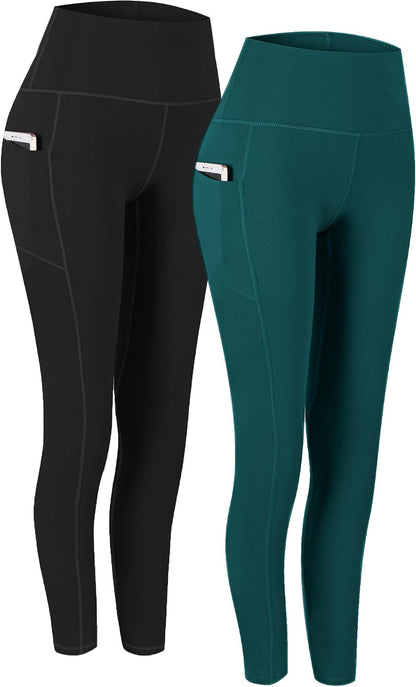 2 Pack High Waist Yoga Pants with Pockets Workout Leggings Women
