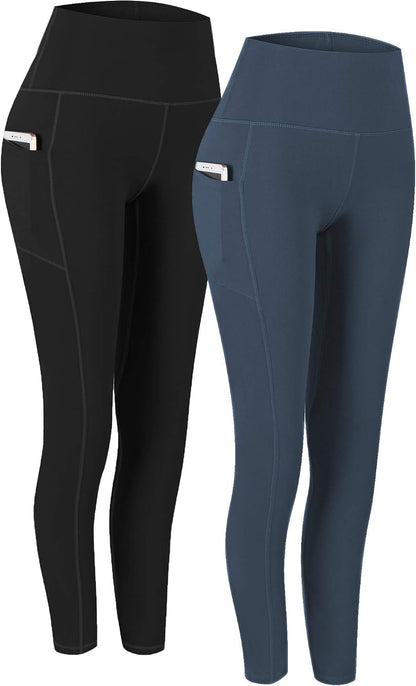 2 Pack High Waist Yoga Pants with Pockets Workout Leggings Women