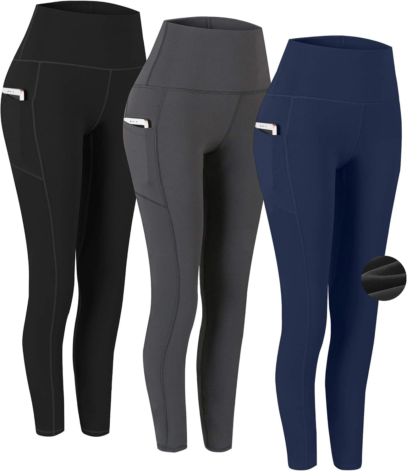 2 Pack High Waist Yoga Pants with Pockets Workout Leggings Women
