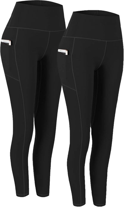 2 Pack High Waist Yoga Pants with Pockets Workout Leggings Women