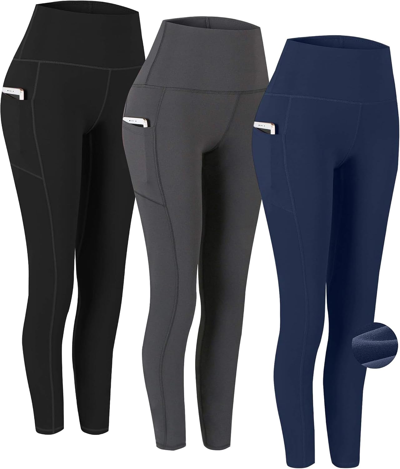 2 Pack High Waist Yoga Pants with Pockets Workout Leggings Women