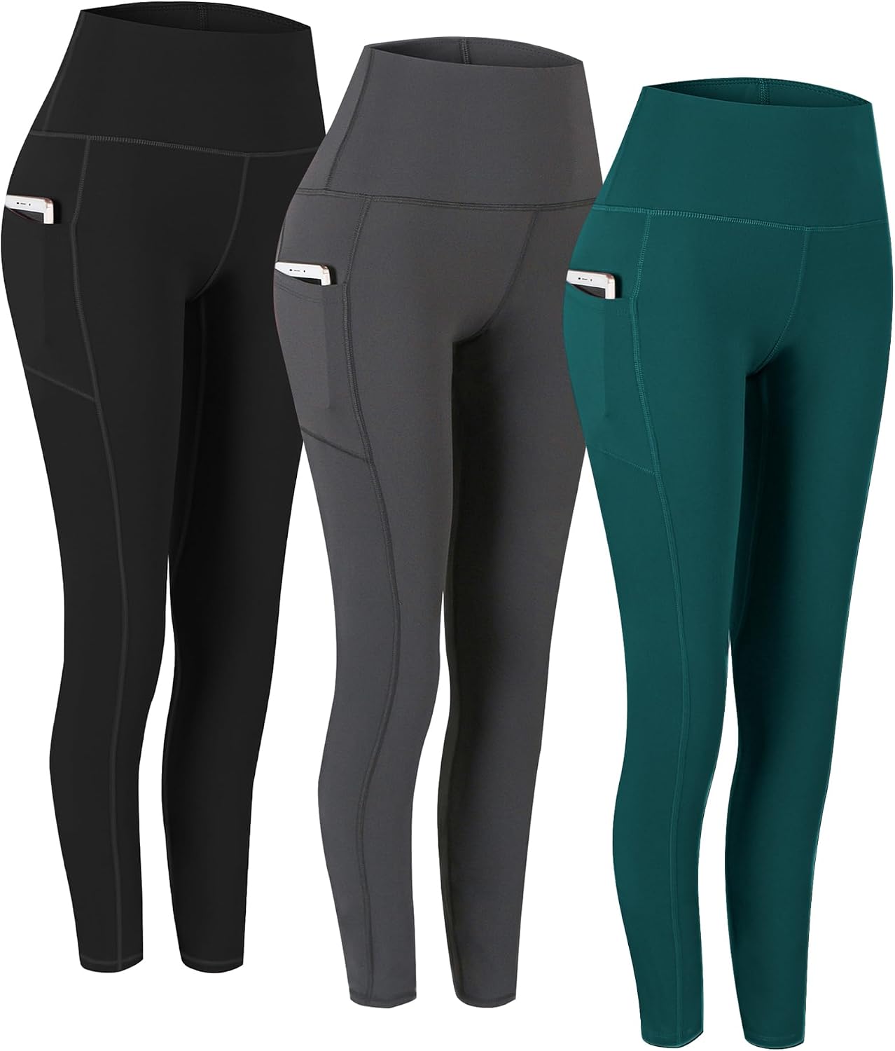 2 Pack High Waist Yoga Pants with Pockets Workout Leggings Women