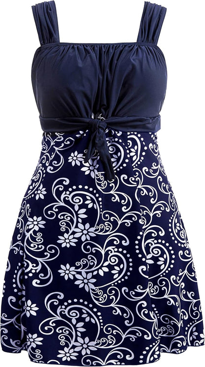 Women'S plus Size Swim Dress Tummy Control Swimsuit Bathing Suit