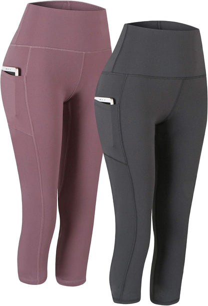 2 Pack High Waist Yoga Pants with Pockets Workout Leggings Women