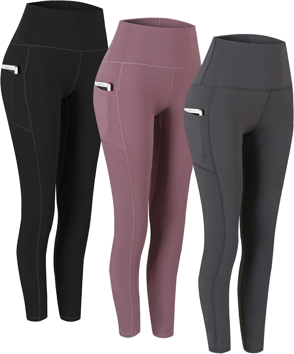 2 Pack High Waist Yoga Pants with Pockets Workout Leggings Women