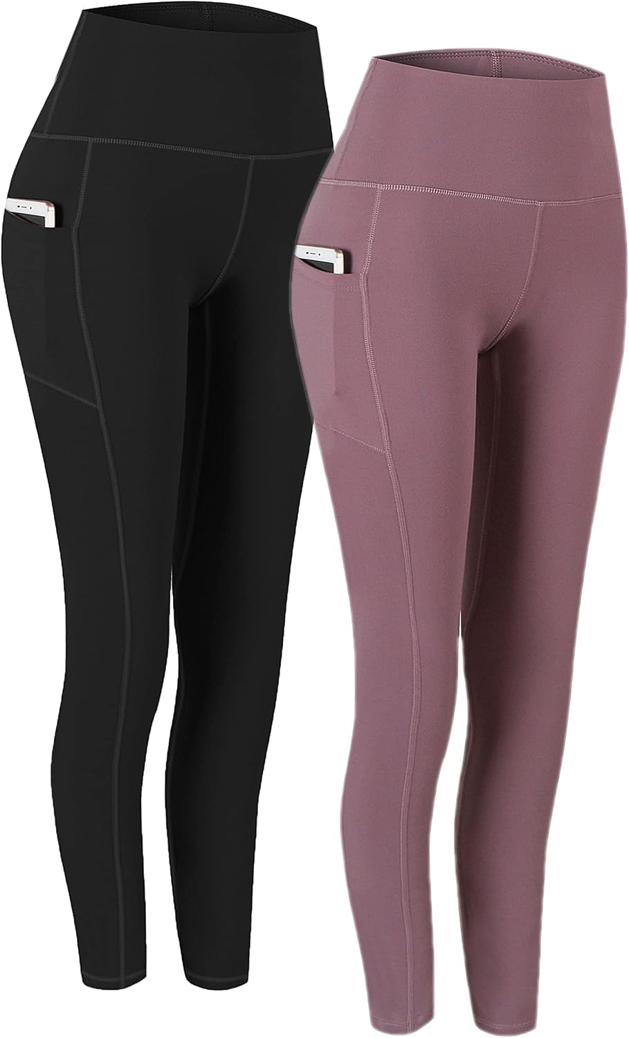 2 Pack High Waist Yoga Pants with Pockets Workout Leggings Women