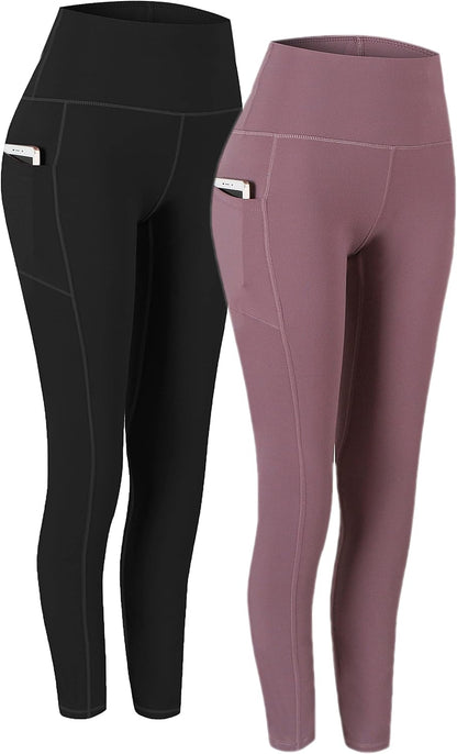 2 Pack High Waist Yoga Pants with Pockets Workout Leggings Women