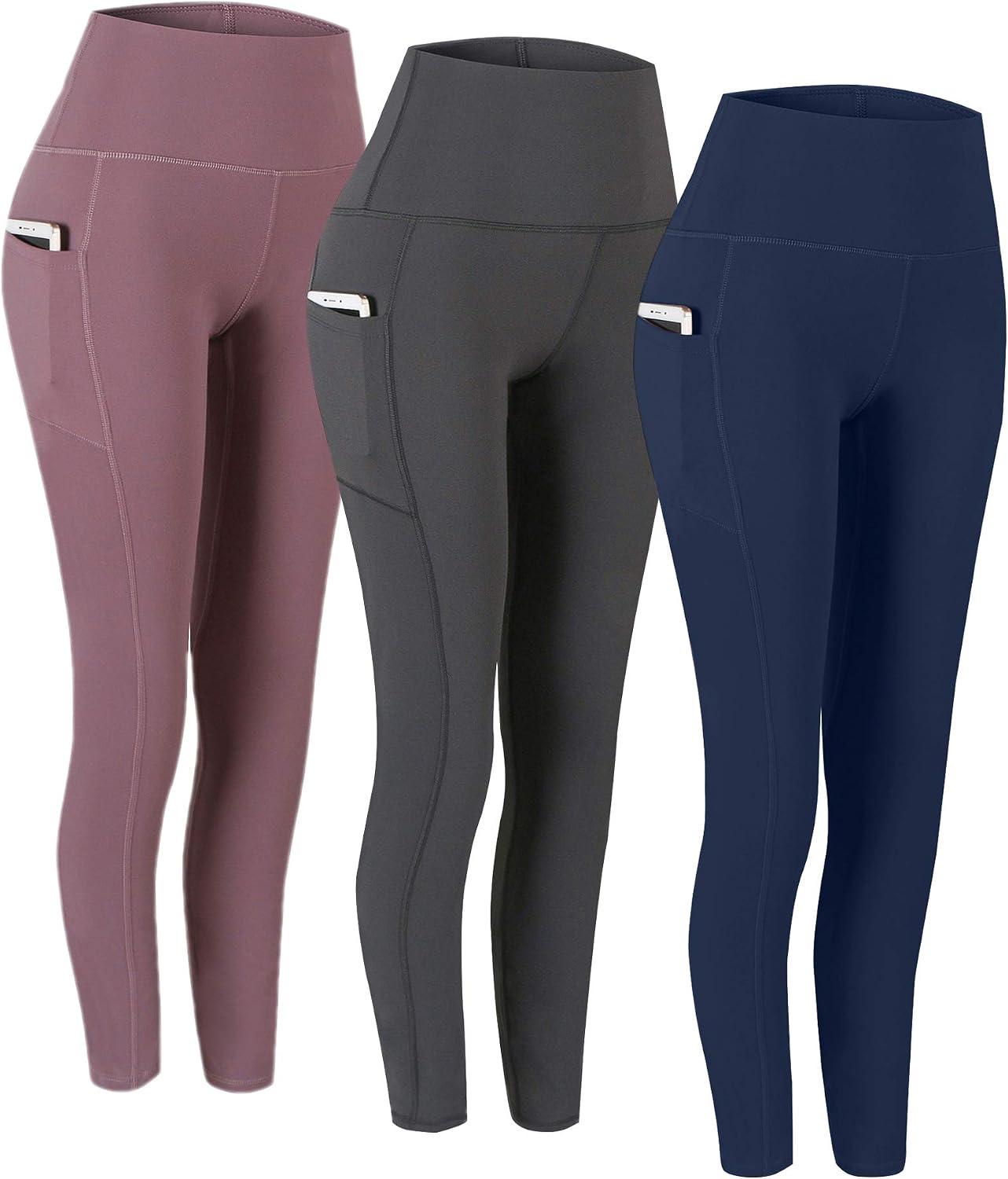 2 Pack High Waist Yoga Pants with Pockets Workout Leggings Women