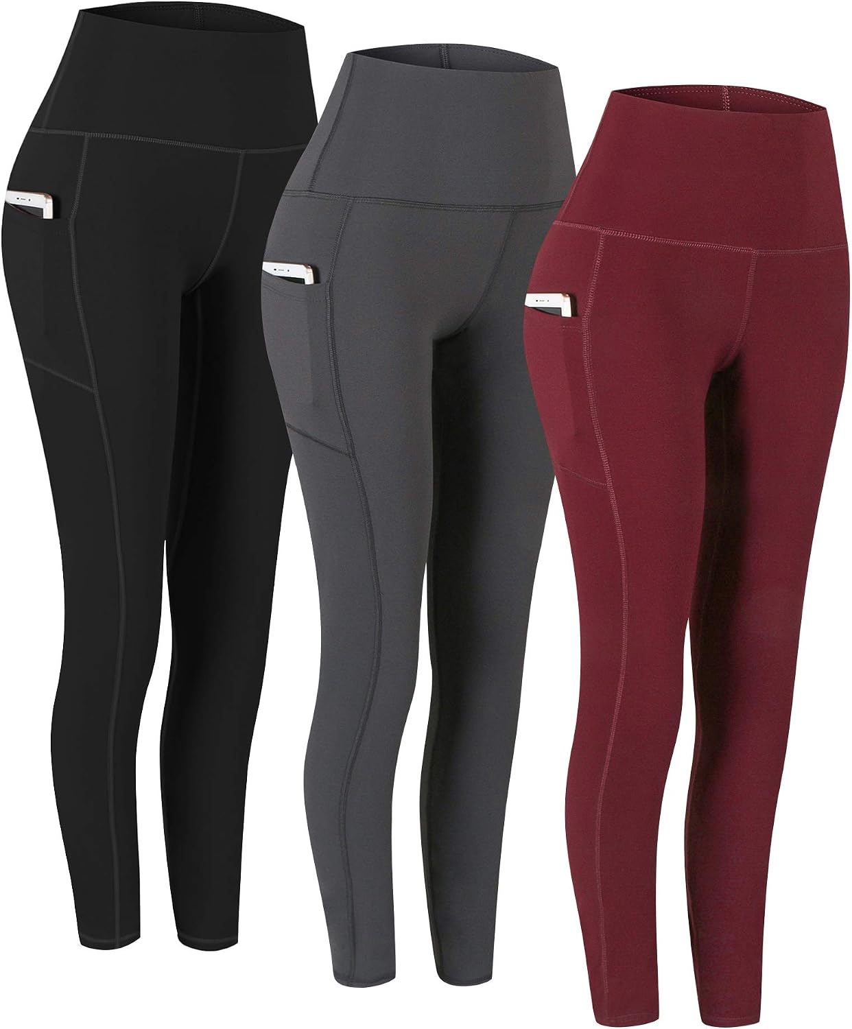 2 Pack High Waist Yoga Pants with Pockets Workout Leggings Women