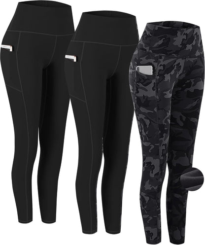 2 Pack High Waist Yoga Pants with Pockets Workout Leggings Women