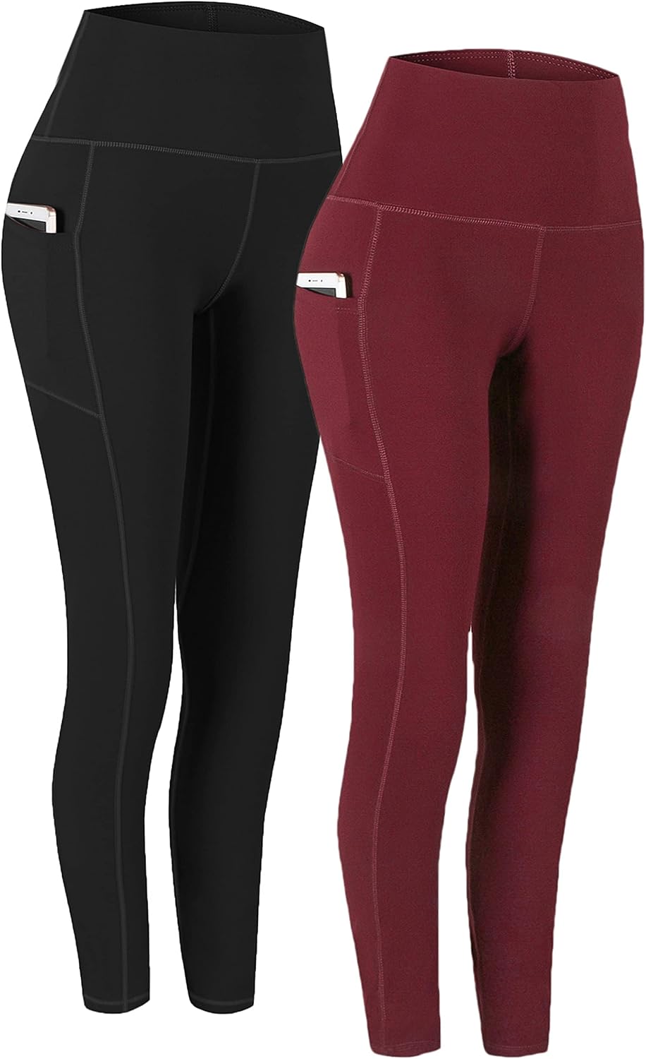 2 Pack High Waist Yoga Pants with Pockets Workout Leggings Women