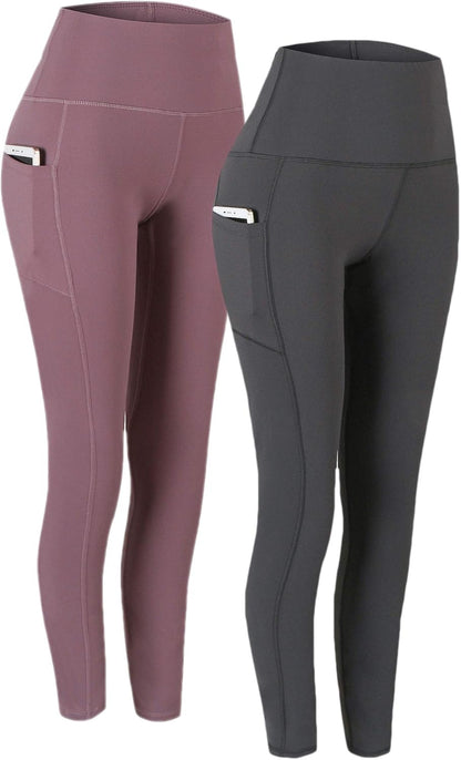 2 Pack High Waist Yoga Pants with Pockets Workout Leggings Women
