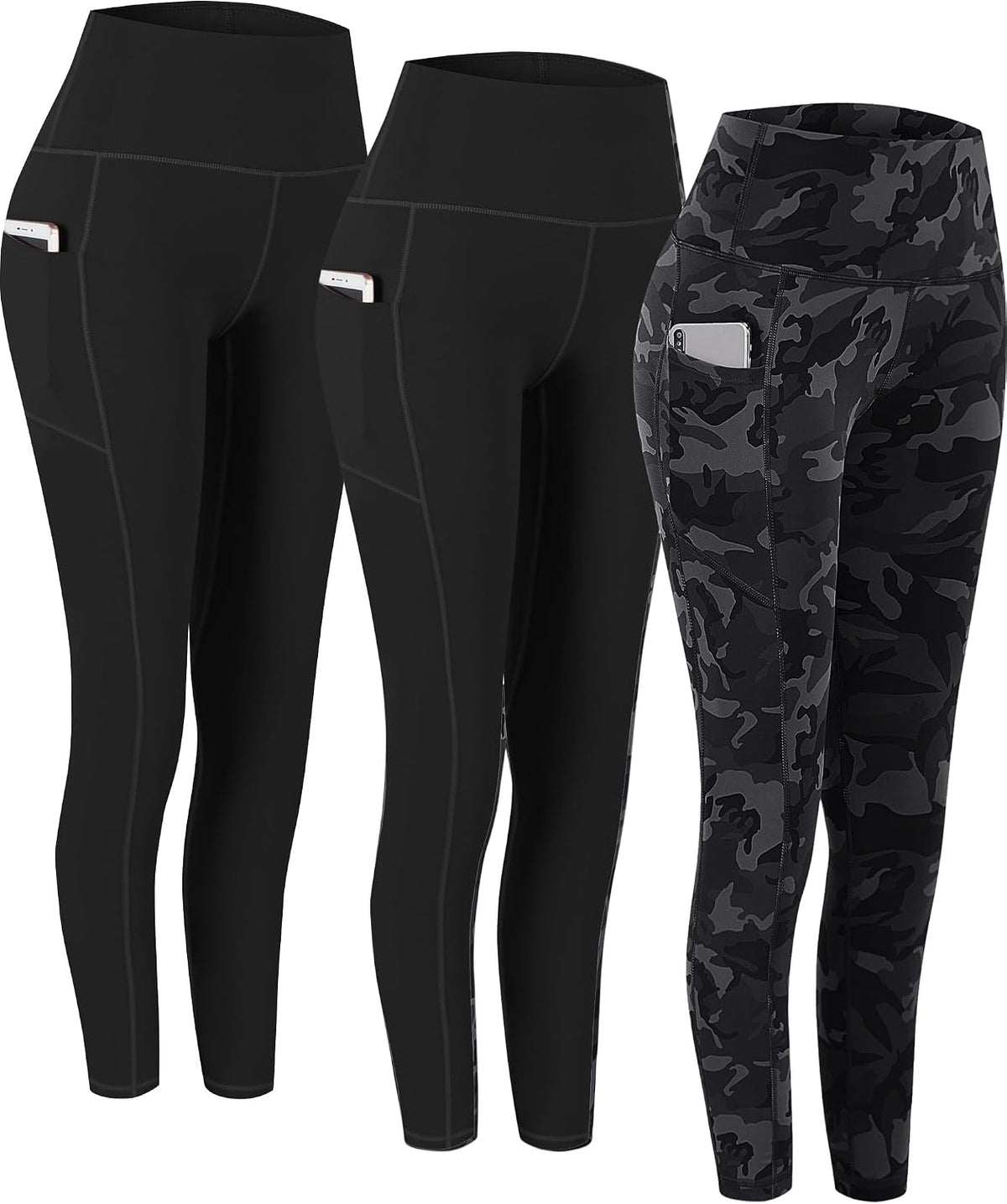 2 Pack High Waist Yoga Pants with Pockets Workout Leggings Women