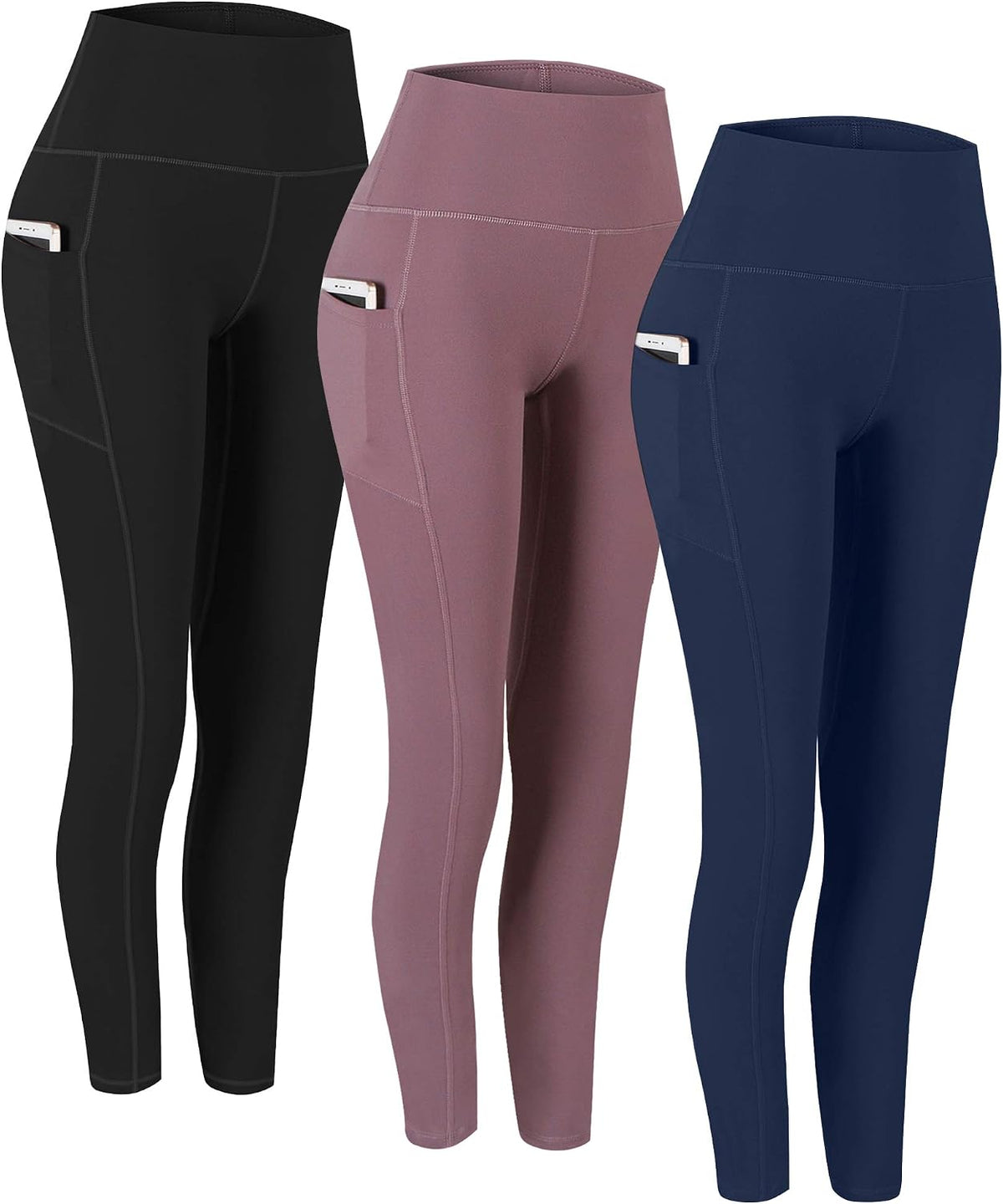 2 Pack High Waist Yoga Pants with Pockets Workout Leggings Women
