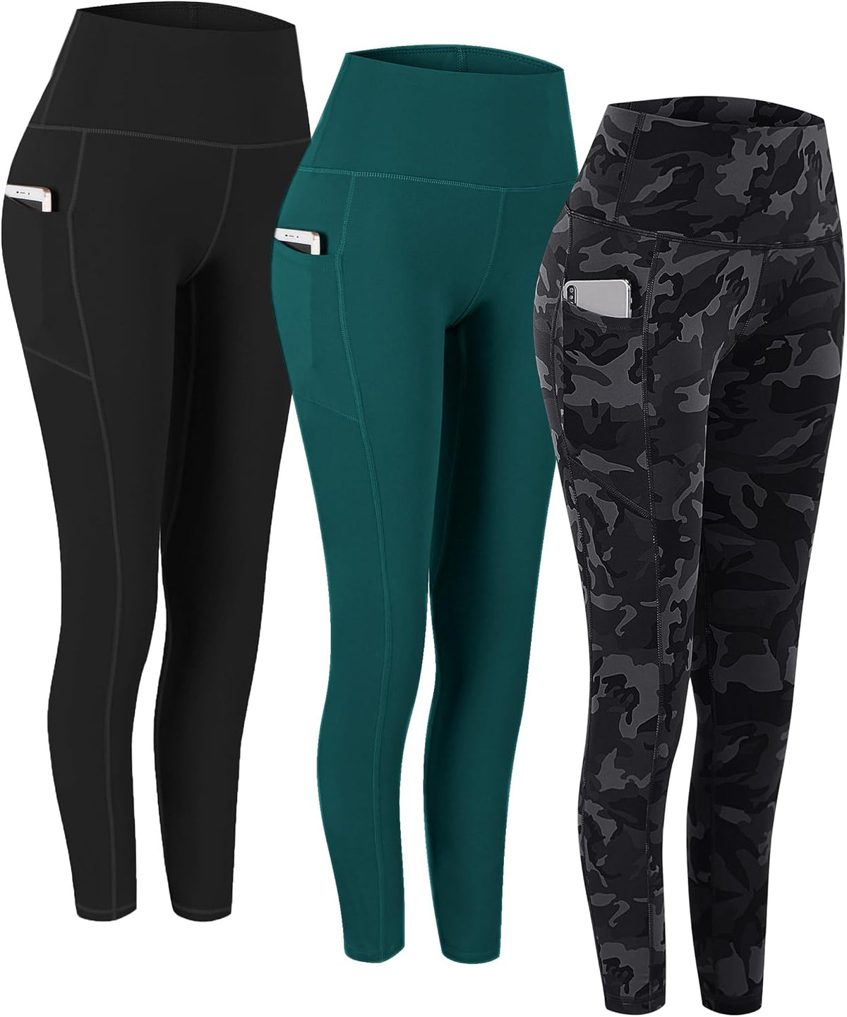 2 Pack High Waist Yoga Pants with Pockets Workout Leggings Women