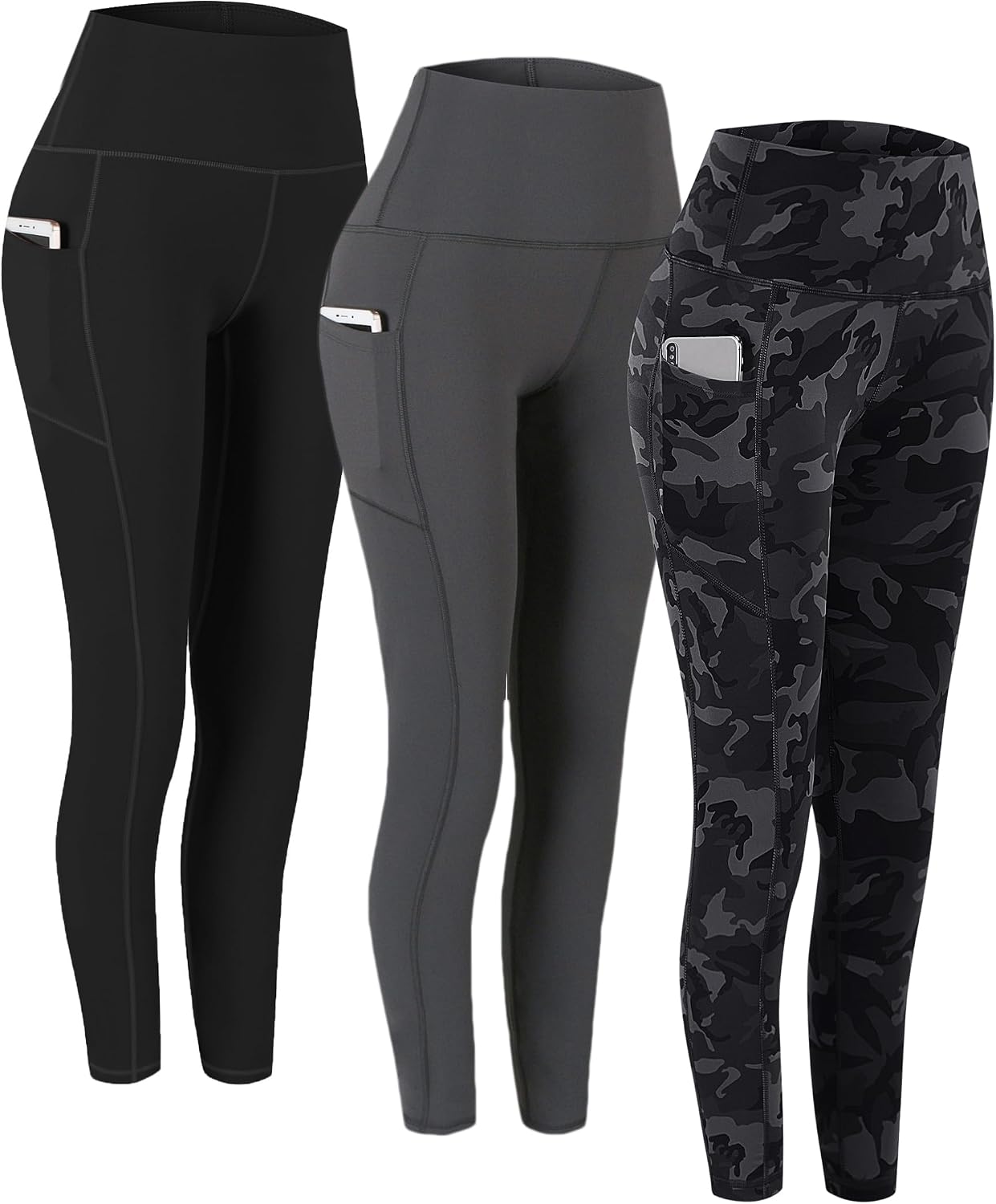 2 Pack High Waist Yoga Pants with Pockets Workout Leggings Women
