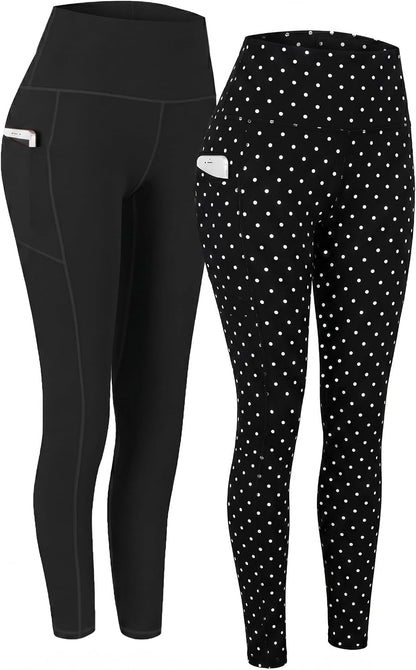 2 Pack High Waist Yoga Pants with Pockets Workout Leggings Women