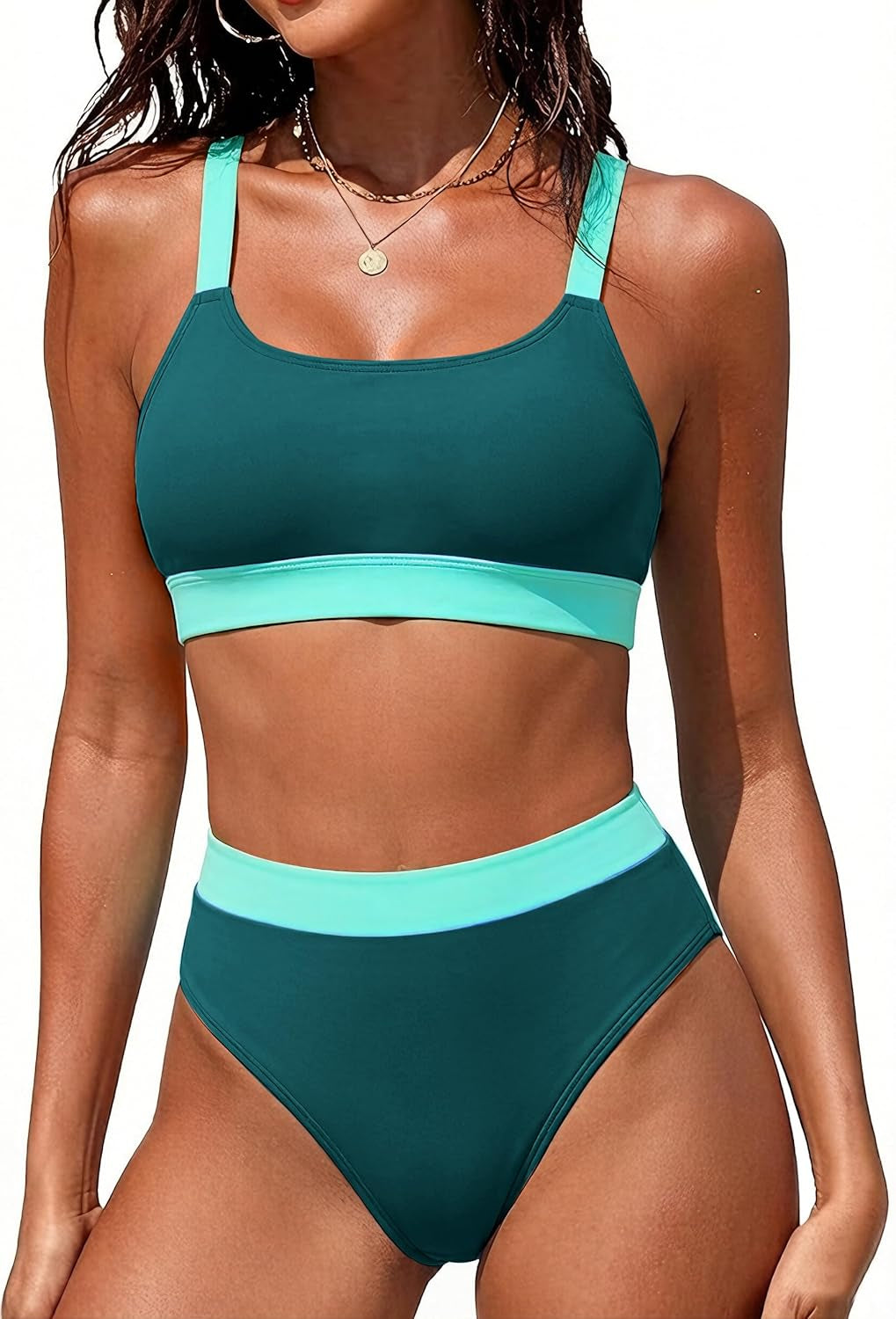 Women High Waisted Bikini Sets Two Piece Sporty Swimsuit Modest