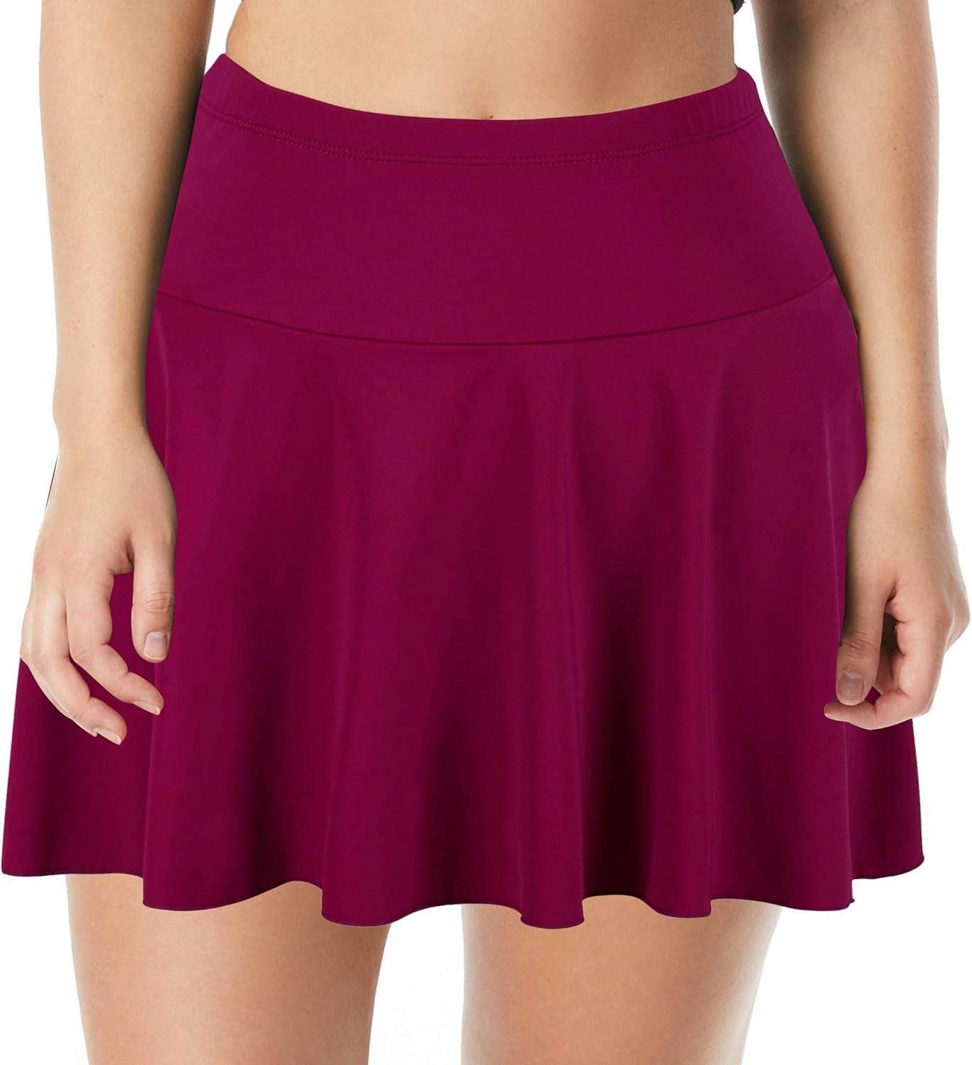 Women'S Mid Waist Swim Skirt Tummy Control Swimwear Bikini Bottom plus Size Swimsuit Bottom