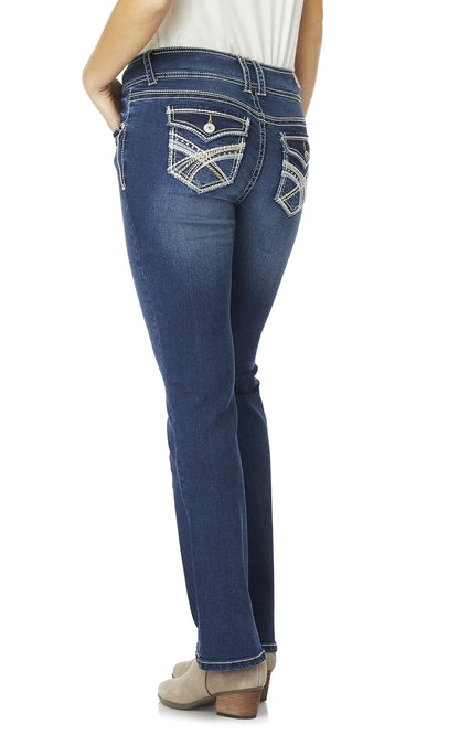 Women'S Luscious Curvy Bootcut Mid-Rise Insta Stretch Juniors Jeans (Standard and Plus)