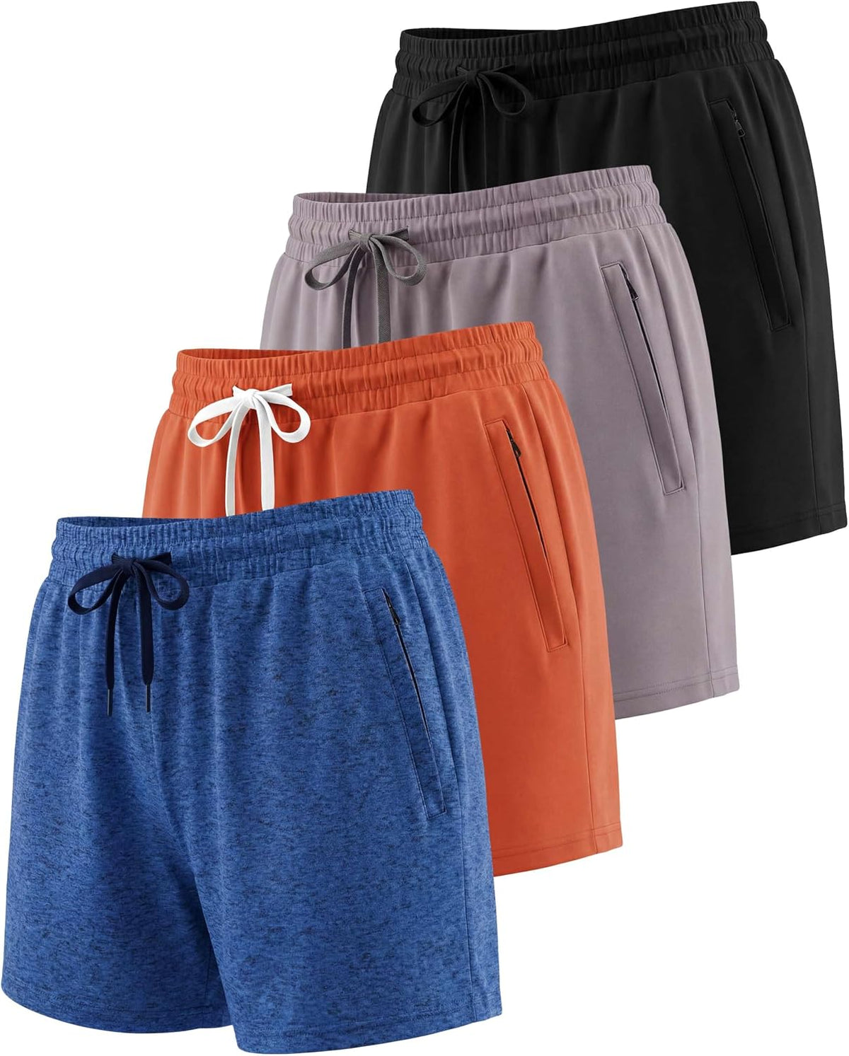 4 Pack Women'S Dry Fit Zipper Pockets Shorts Athletic Running High Waisted