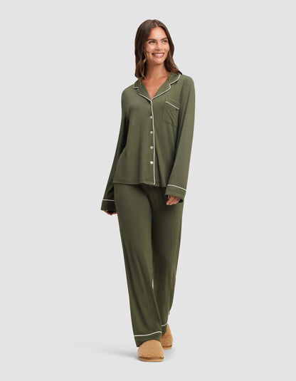 Women'S Bamboo Stretch-Knit Long Sleeve Pajama Set