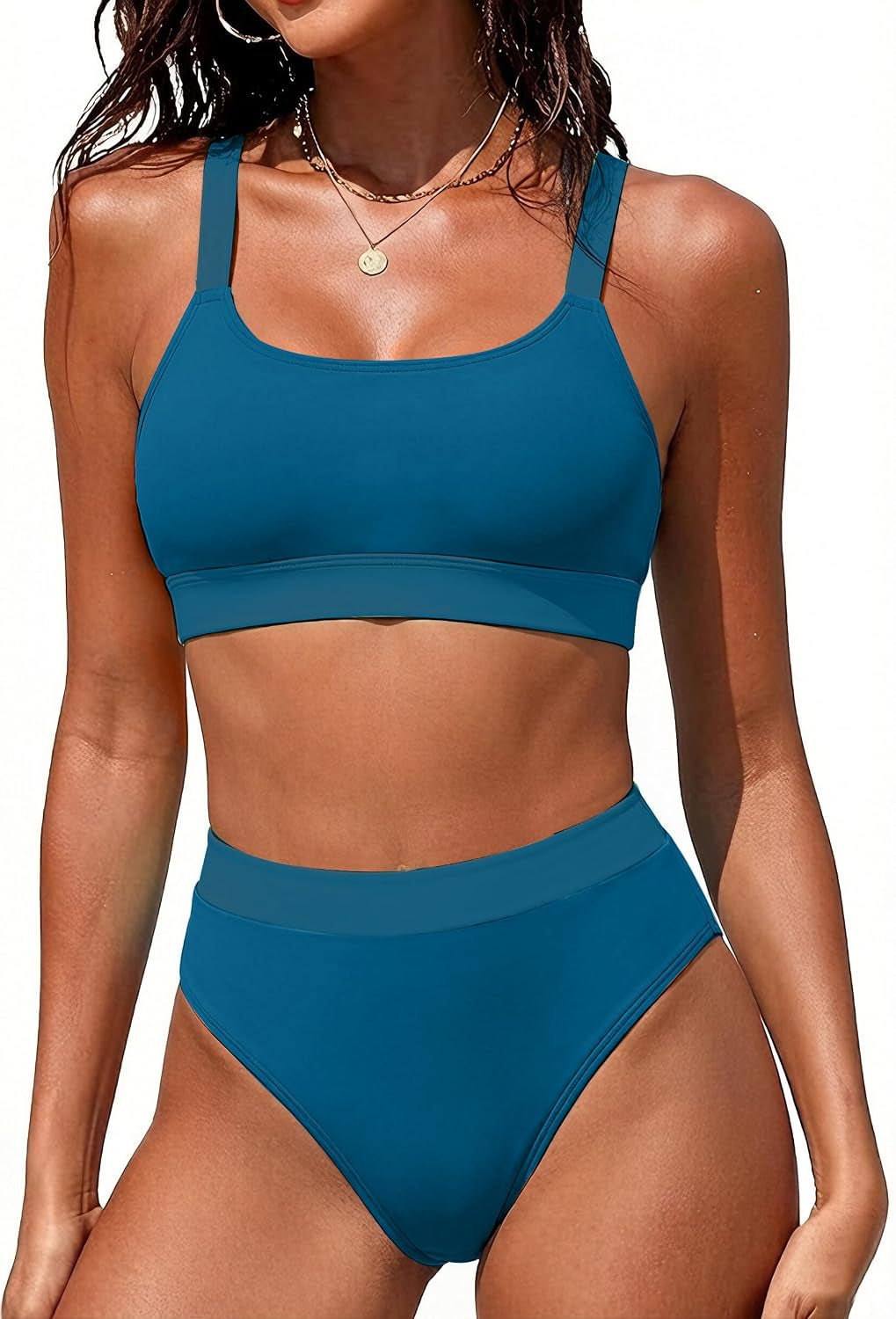 Women High Waisted Bikini Sets Two Piece Sporty Swimsuit Modest