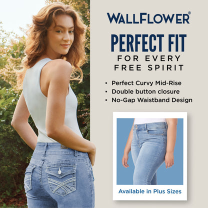 Women'S Luscious Curvy Bootcut Mid-Rise Insta Stretch Juniors Jeans (Standard and Plus)