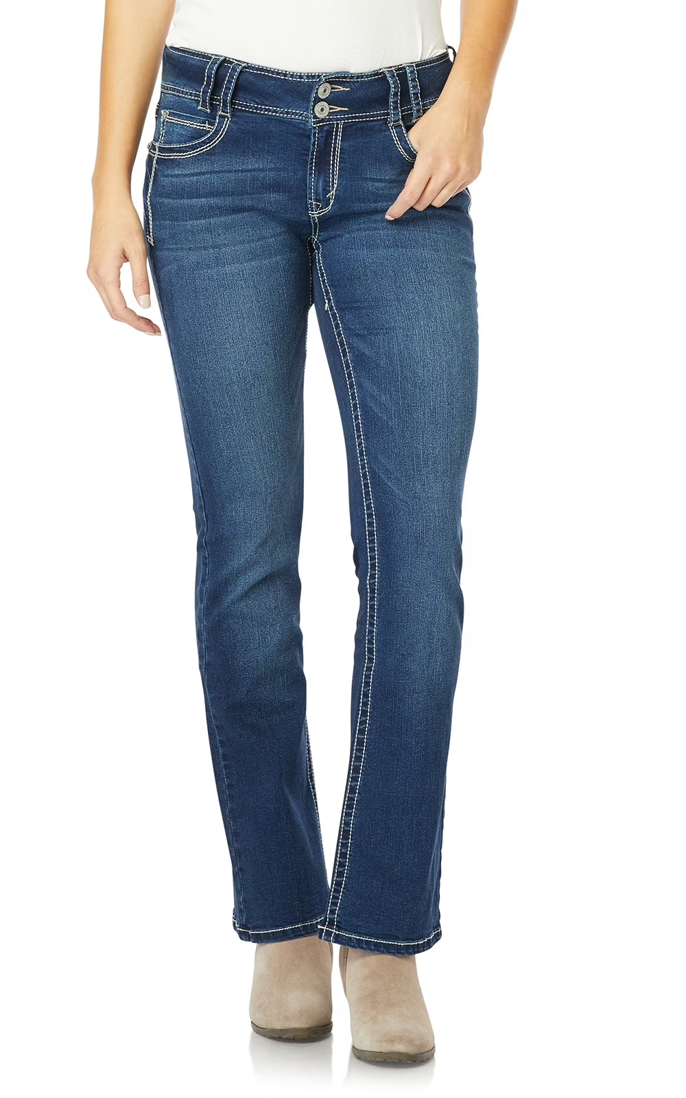 Women'S Luscious Curvy Bootcut Mid-Rise Insta Stretch Juniors Jeans (Standard and Plus)