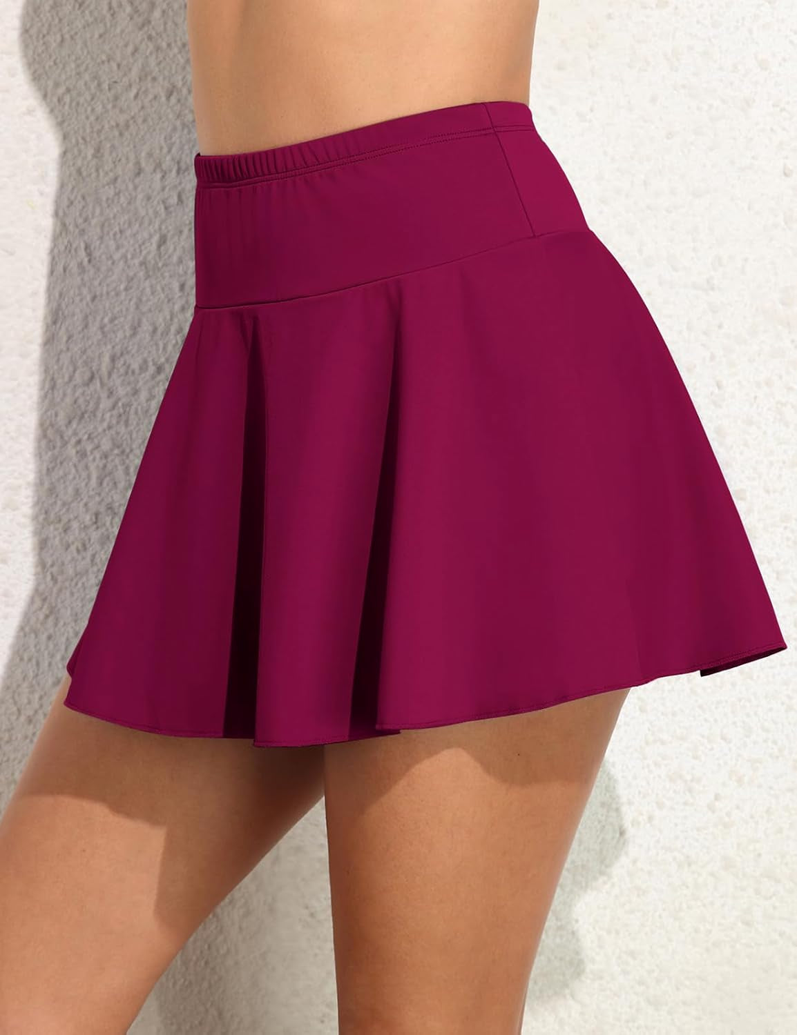 Women'S Mid Waist Swim Skirt Tummy Control Swimwear Bikini Bottom plus Size Swimsuit Bottom