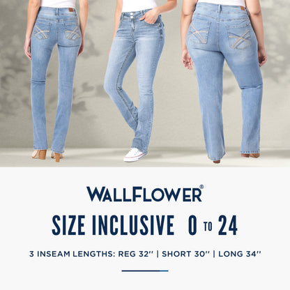 Women'S Luscious Curvy Bootcut Mid-Rise Insta Stretch Juniors Jeans (Standard and Plus)