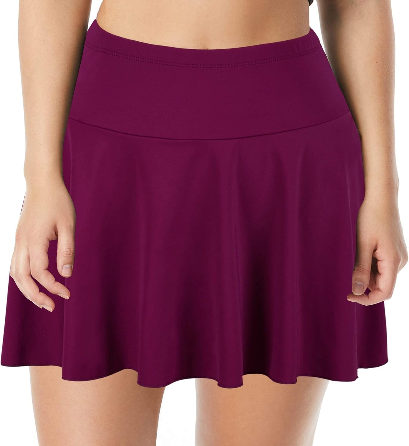 Women'S Mid Waist Swim Skirt Tummy Control Swimwear Bikini Bottom plus Size Swimsuit Bottom