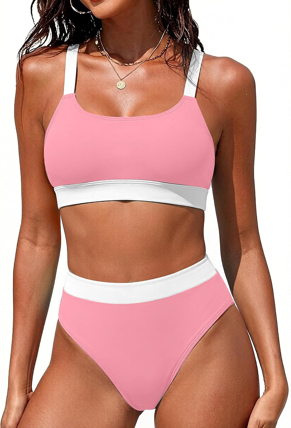 Women High Waisted Bikini Sets Two Piece Sporty Swimsuit Modest