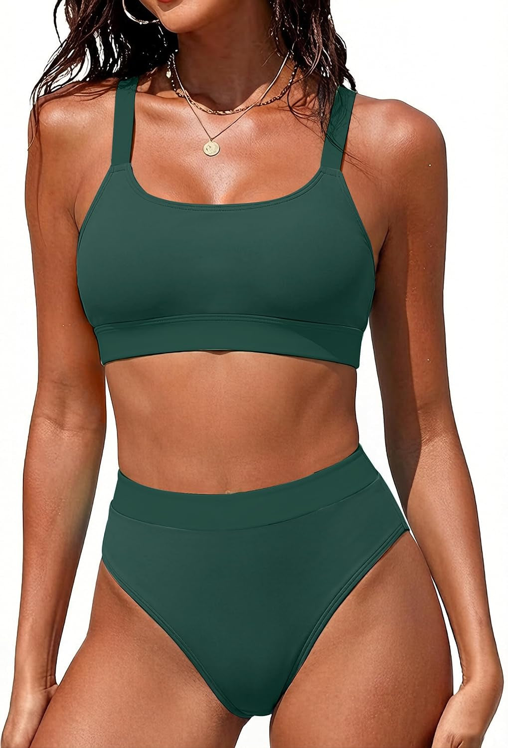 Women High Waisted Bikini Sets Two Piece Sporty Swimsuit Modest